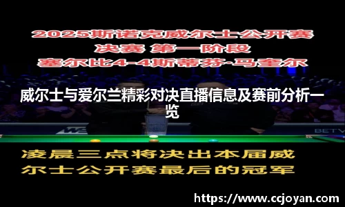 威尔士与爱尔兰精彩对决直播信息及赛前分析一览